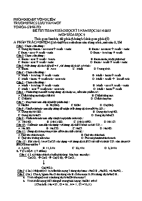 Đề thi tham khảo học kì I môn Hóa học 9 - Trường THCS Lưu Văn Mót